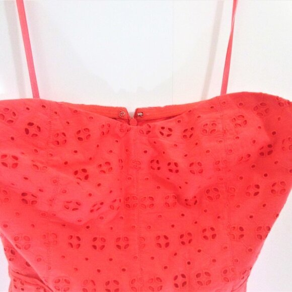 J. CREW CORAL STRAPLESS EYELET LACE DRESS NWT SZ 2 - Picture 3 of 11